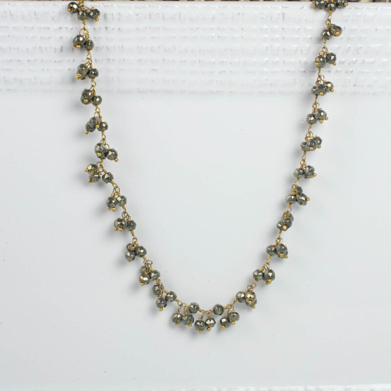 Dangle Pyrite Necklace with Gold wire - Image 2