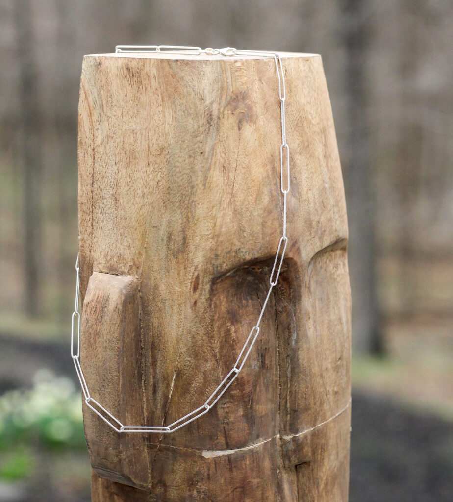 Silver Textured Paperclip Chain Necklace | Jill Duzan Jewelry