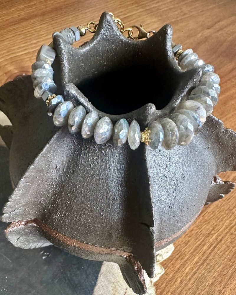 Moonstone Rondelle Bracelet with Pave Diamond Closure - Image 3