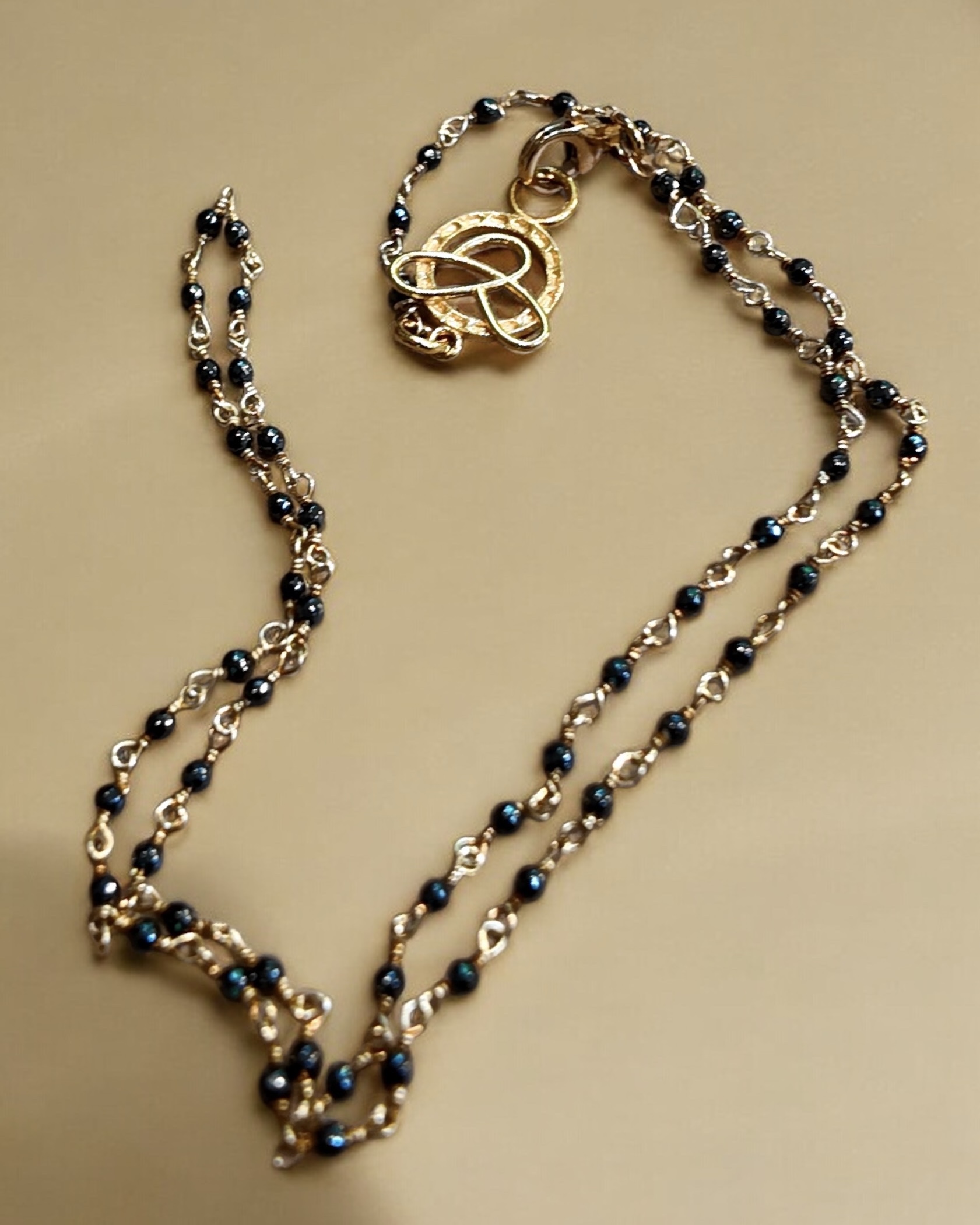 Mia Hematite & Gold Wire Necklace 18”