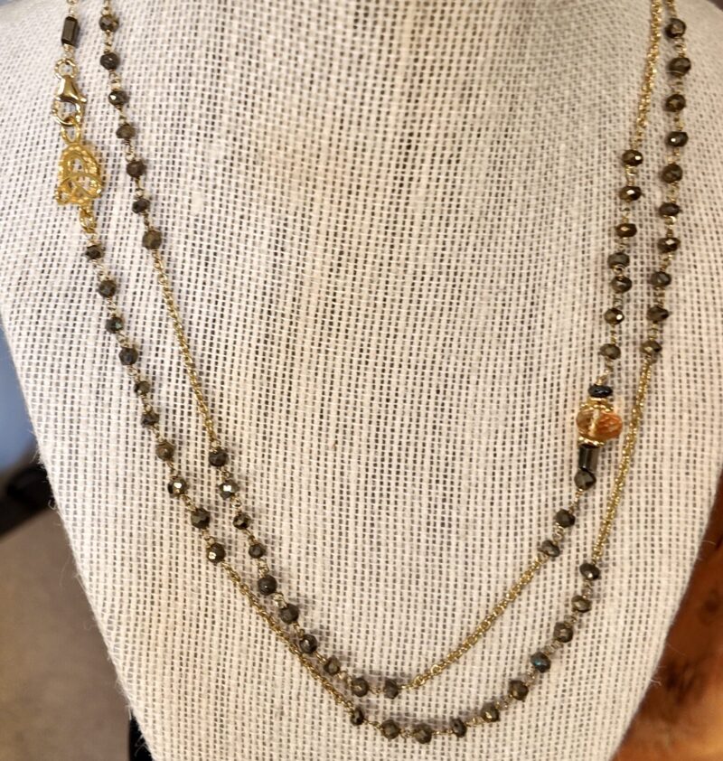 Handtied Pyrite & Citrine Necklace