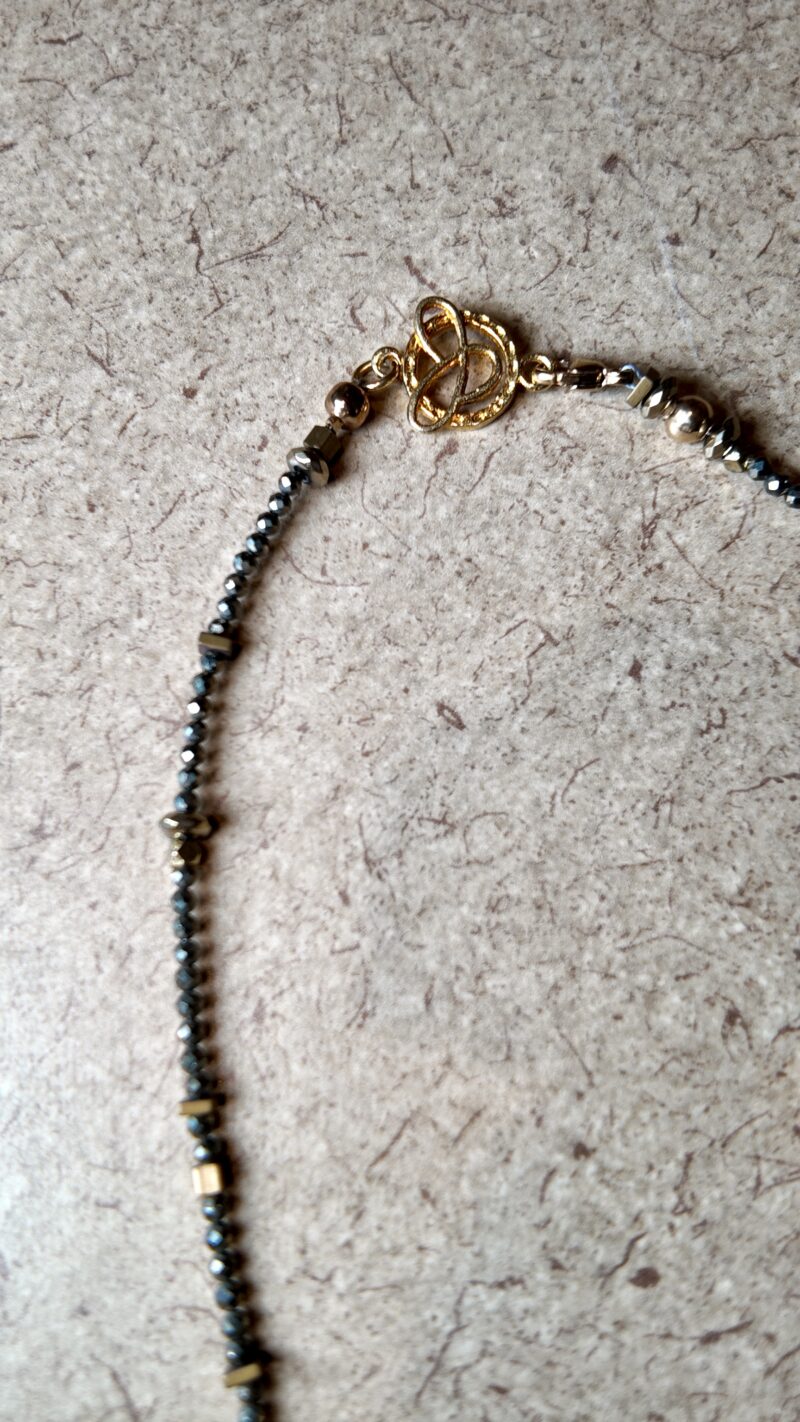 Micro Pyrite Choker with Gold Clasp - Image 4