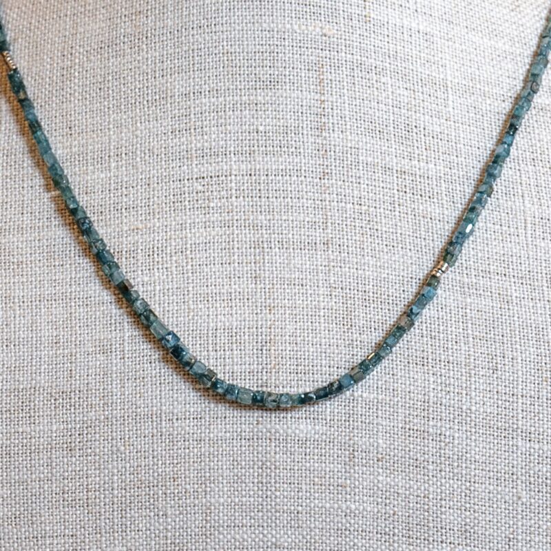 Blue Square-Cut Diamond Necklace with Sterling Silver Accents - Image 2