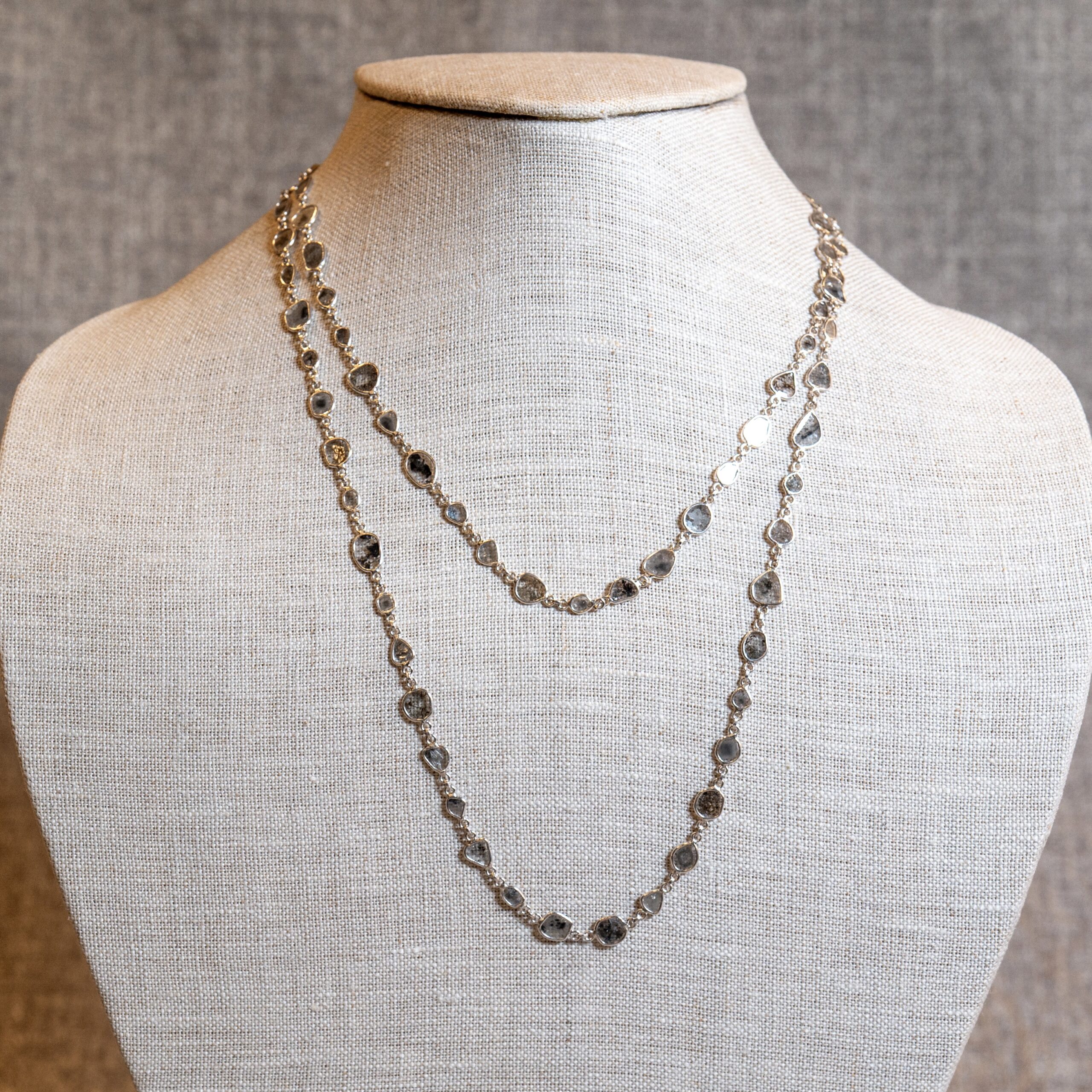 Continuous 36" Sliced Diamond Necklace