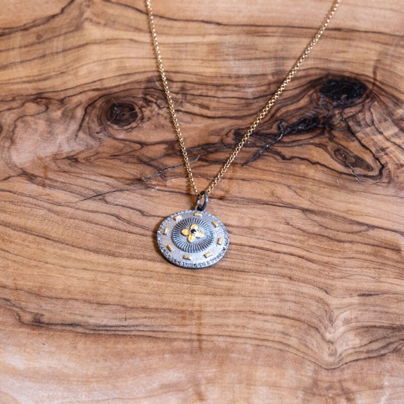 Couture Pendant Necklace – Silver & Gold Cross Design - Image 2