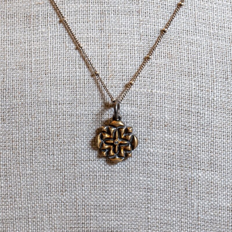 Gold Cross Necklace with Center Diamond - Image 3