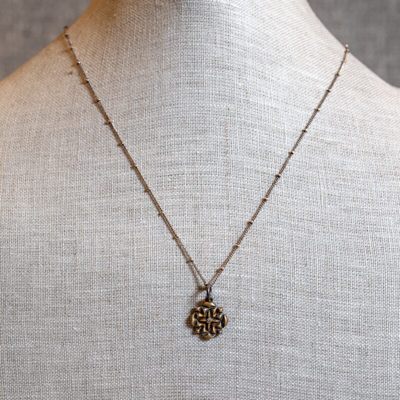 Gold Cross Necklace with Center Diamond - Image 2