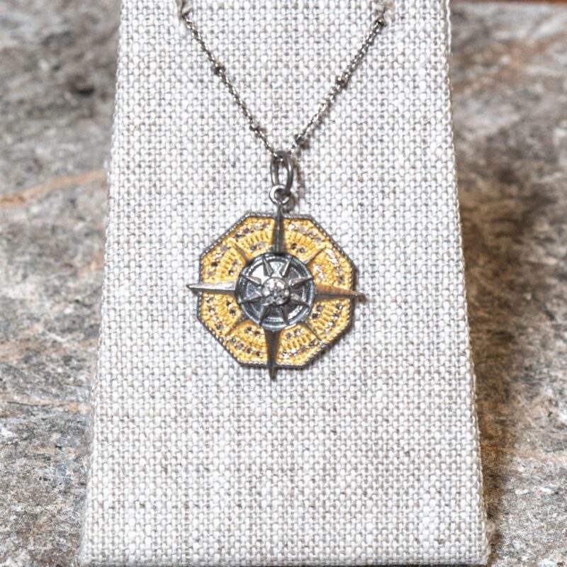 Compass Pendant Necklace – Gold & Rhodium - Image 2