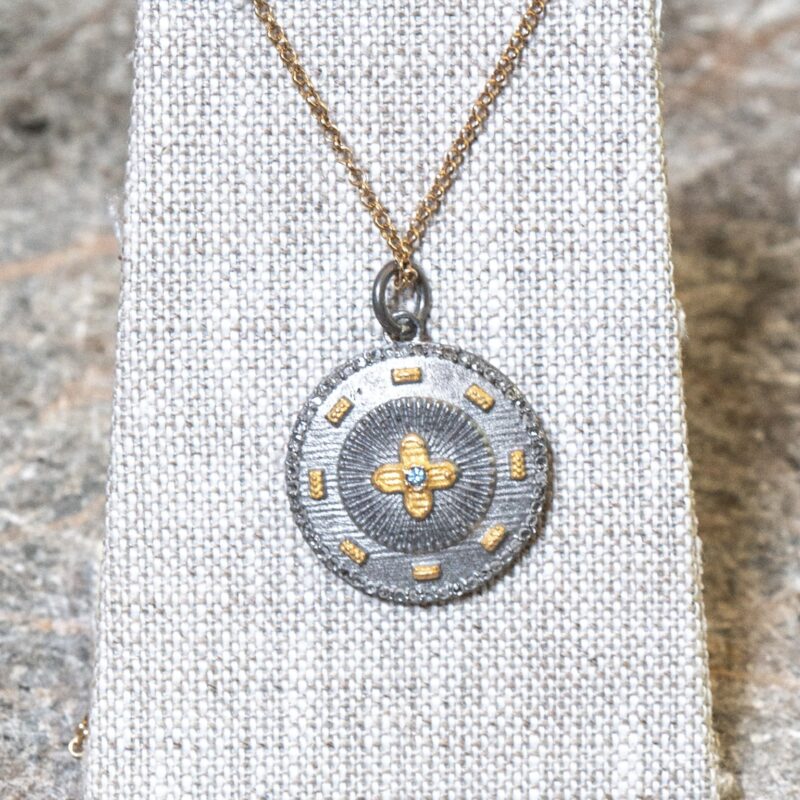 Couture Pendant Necklace – Silver & Gold Cross Design