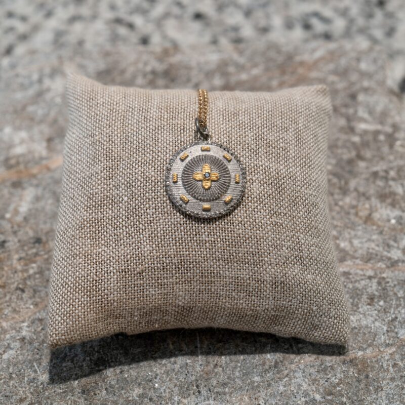 Couture Pendant Necklace – Silver & Gold Cross Design - Image 3