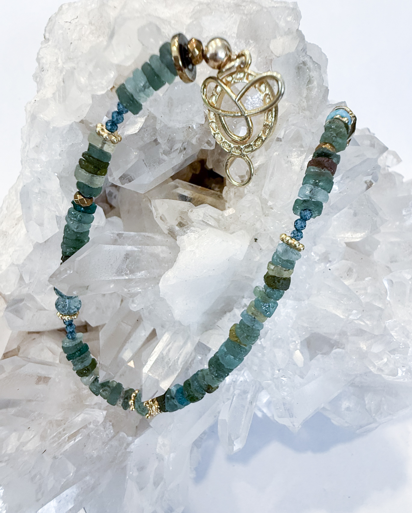 Emerald and Ancient Glass bracelet