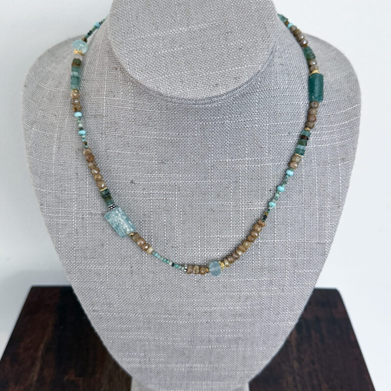 Roman Ancient Glass and Turquoise Necklace