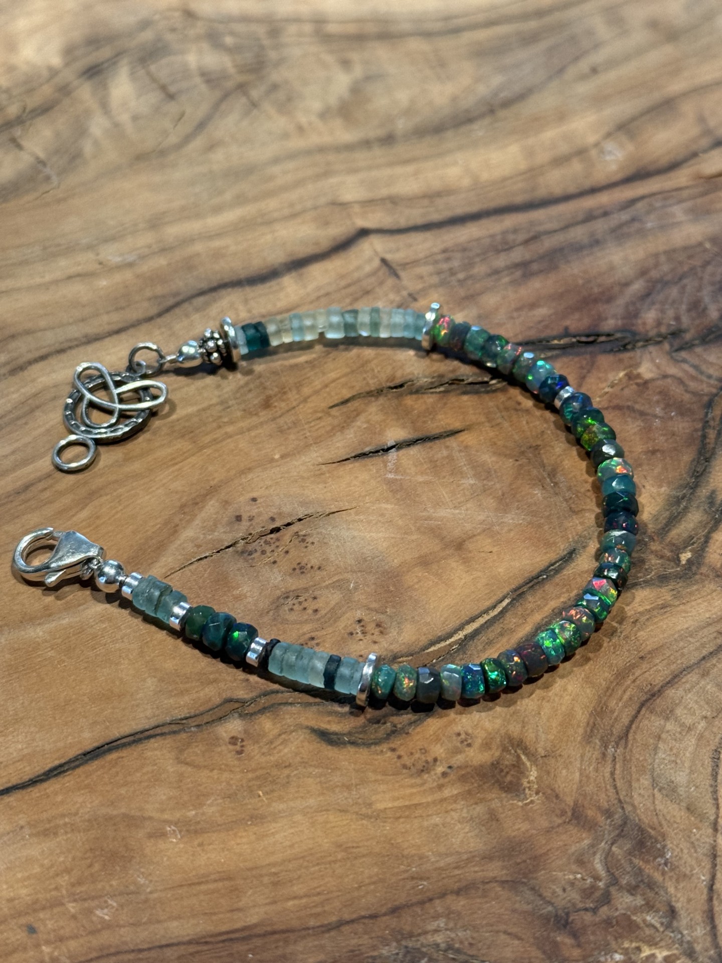 Opal Rondelles with Roman Glass Bracelet