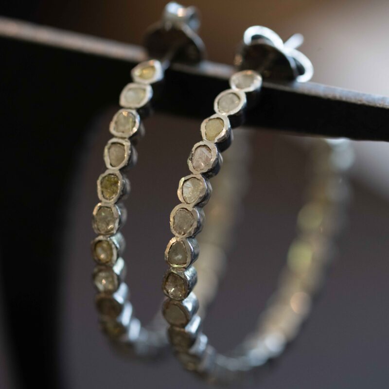 Bezel set large hoop Diamond earrings