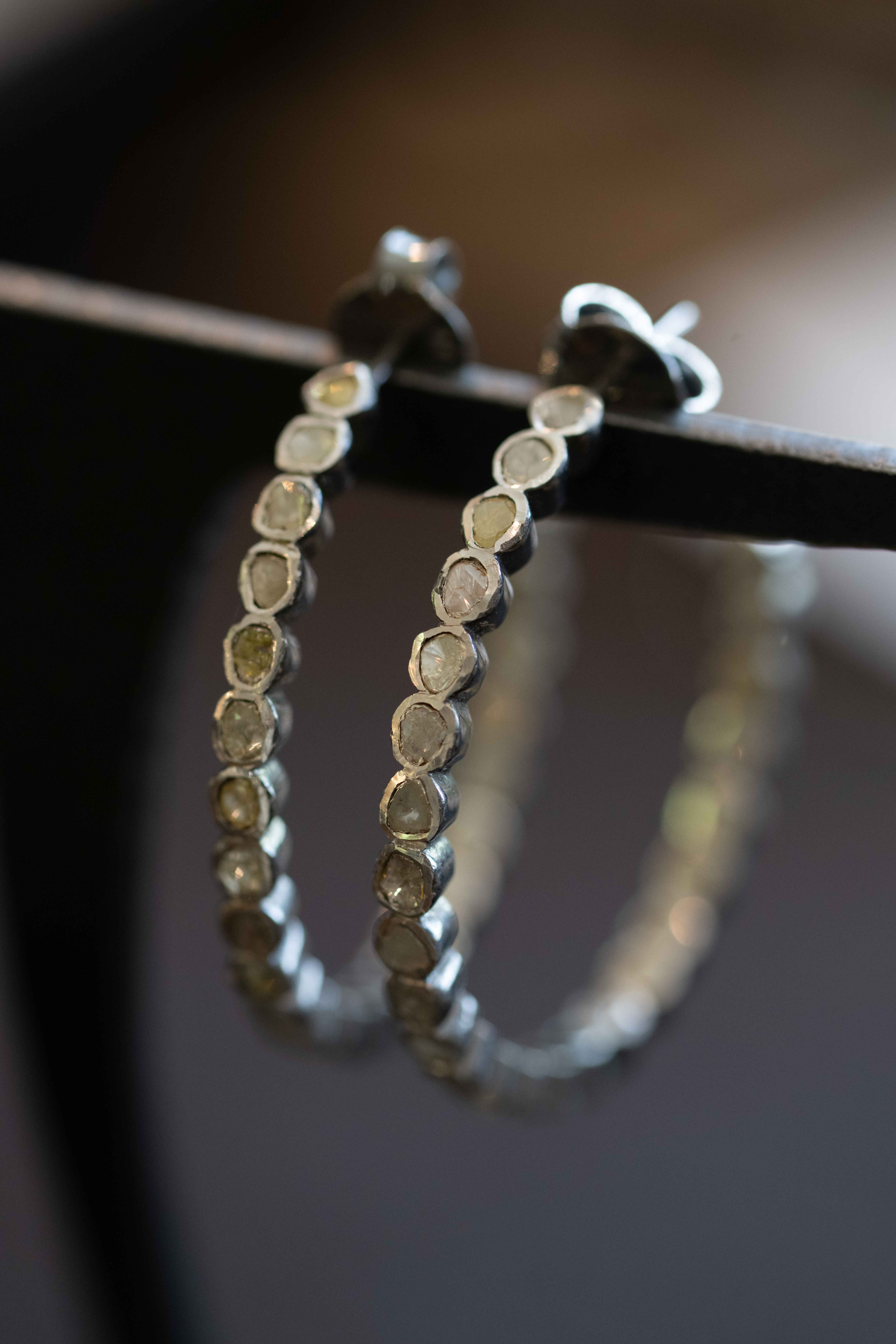 Bezel set large hoop Diamond earrings