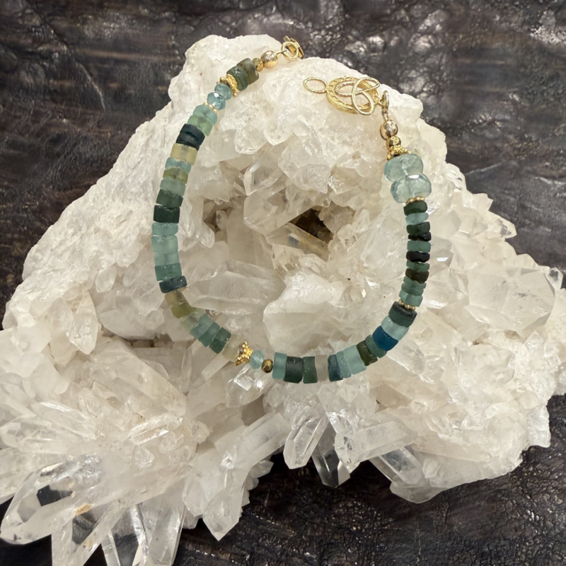 Roman Glass Rondelles with Florite and gold details